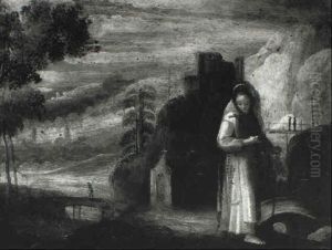 Hermit Saint In A Landscape by Paolo Fiammingo