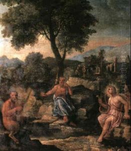 Midas, Orpheus And Selinus Seated Beside A River