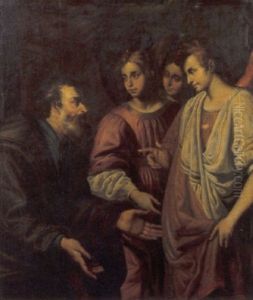 Abramo E I Tre Angeli by Domenico Fiasella