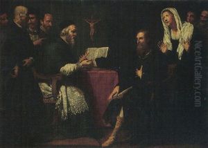 Figures Grouped In A Theological Discussion by Domenico Fiasella