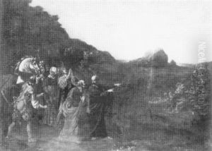 Moses And The Israelites Watching From The Shore As Pharaoh And The Egyptian Army Are Engulfed By The Red Sea by Domenico Fiasella