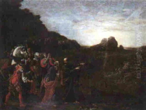 Moses And The Israelites Watching From The Shore As Pharaoh And The Egyptian Army Are Engulfed By The Red Sea - view 1
