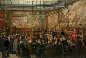 A L'hotel Drouot, 1876 by Benjamin Eugene Fichel