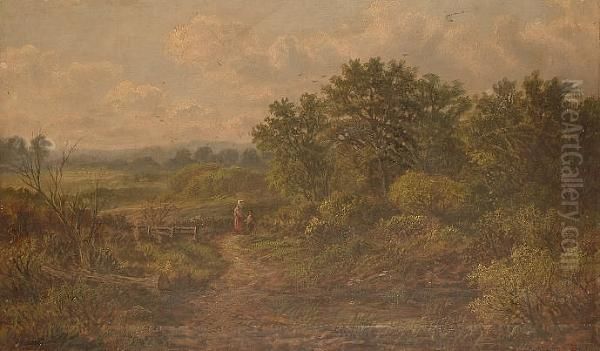 A Mother And Son Pausing For Reflection In A Landscape. - view 1