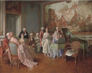 Elegant Company At The Recital by Benjamin Eugene Fichel