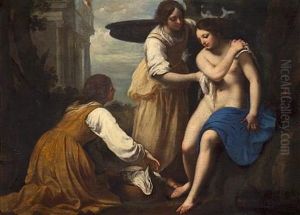 Bathsheba At Her Bath With Two Attendants by Felice Ficherelli