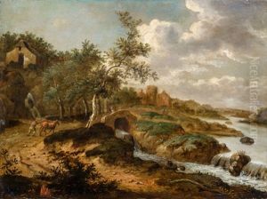 Flusslandschaft Mit Figurenstaffage by Nicolaes Ficke