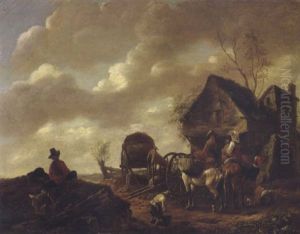 Reisegesellschaft Vor Einer Gaststatte by Nicolaes Ficke