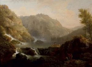 Dessinateur Devant Une Cascade Que Surplombe Tivoli by Francesco Fidanza