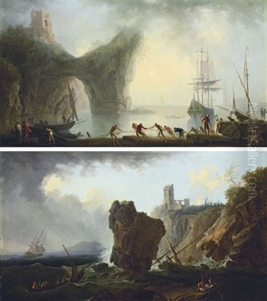 A Coastal Landscape (+ A Stormy Coastal Landscape; Pair) - view 1