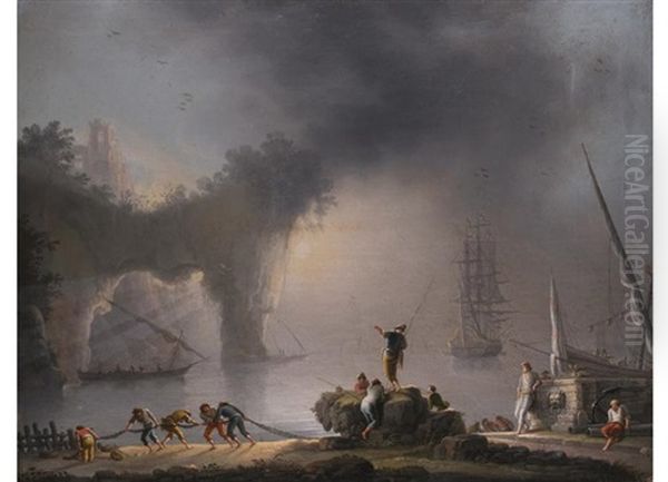 Fischer Und Segler An Der Blauen Grotte Von Capri - view 1