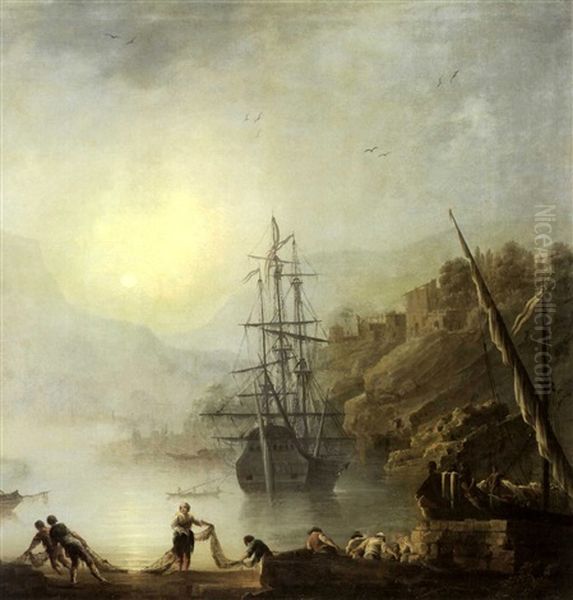 Scene De Peche Dans Un Port Mediterraneen - view 1