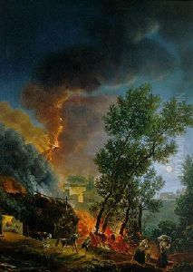 Eruption Of Vesuvius With People Fleeing by Francesco Fidanza
