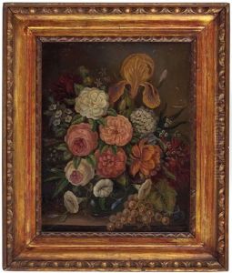 Stillleben Mit Blumen Und Weinranke