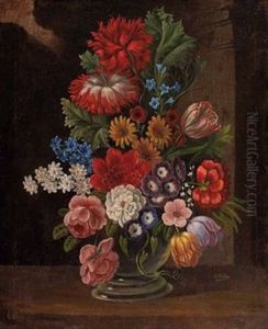 Blumenstraus Mit Tulpen, Rosen Und Anderen Gartenblumen