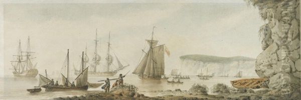 Two Views Of Shipping Off The Isle Of Wight - view 1