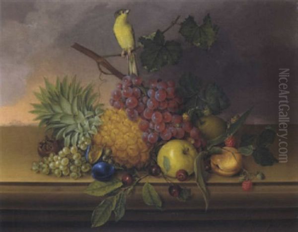 Fruchtesstilleben Mit Einem Kleinen Vogel - view 1