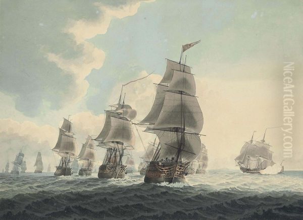 A Squadron Of The Royal Navy Running Down The Channel - view 1