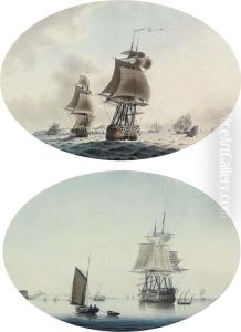 Shipping In The Channel Off Dover by Samuel Atkins