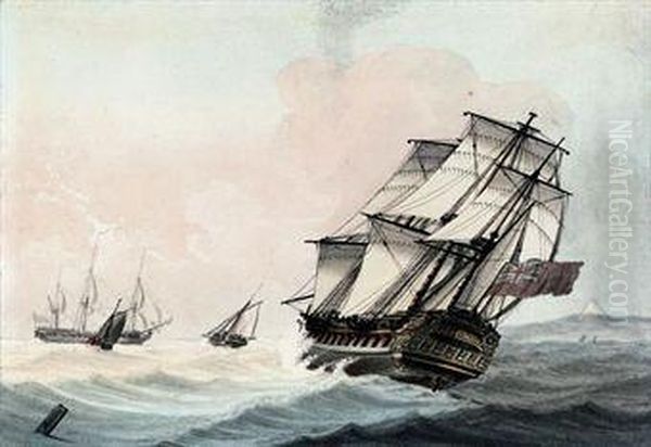 A Royal Navy Frigate Heeling In The Breeze - view 1