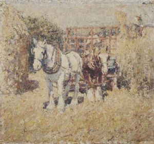 Horse Pulling A Cart by Harry Fidler