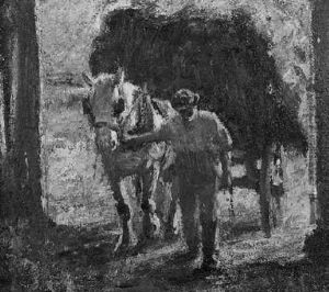 Farmer Leading Haycart To The Barn by Harry Fidler