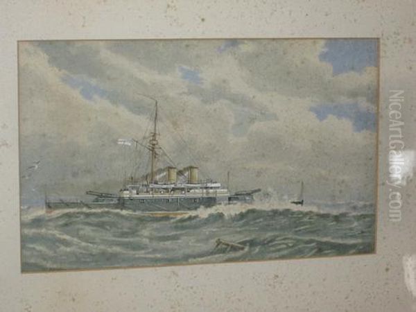 'hms Rodney 1st Class Battleship' And 'hmsvictoria 1st Class Battleship' - Both At Sea, Under Steam, - view 1