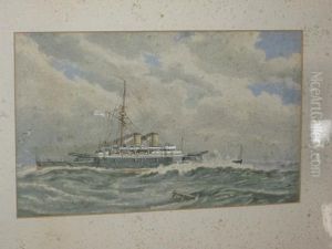 'hms Rodney 1st Class Battleship' And 'hmsvictoria 1st Class Battleship' - Both At Sea, Under Steam, by William Edward Atkins