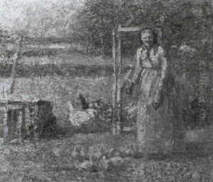 Feeding The Hens by Harry Fidler
