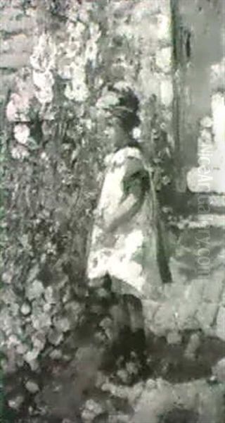 A Little Girl Picking Cornflowers - view 1
