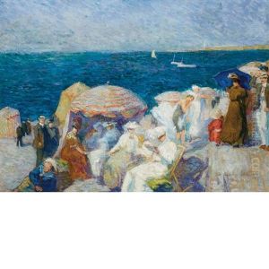 Sur La Plage, Dieppe by Charles Andre Fidrit
