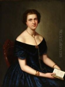 Portrait Of A Lady In A Dark Blue Silk Dress Portrait Of A Lady In A Dark Blue Silk Dress