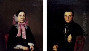 Portraet Af Dame Hvid Blondebluse, Sort Kjole Og Kyse Med Lyserode Band Portraet Af Dame Hvid Blondebluse, Sort Kjole Og Kyse Med Lyserode Band