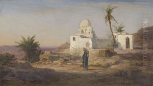Landschaft Bei Assuan Mit Wassertragerin