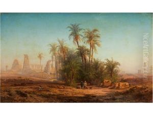 Palmenoase Vor Altagyptischen Bauwerken