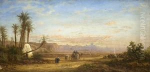 Nordafrikanische Landschaft Mit Karawane