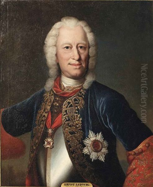 Portrait Of Ernst Ludwig, Landgrave Of Hesse-darmstadt (1667-1739), Half-length, In A Curas With A Blue And Red Coat With Gold Trimmings - view 1
