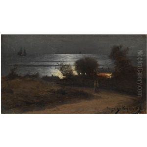 Moonlit Seascape by Iwan Pantalejmonowicz Fiedorow-Kerczenski