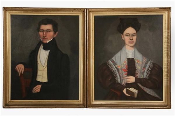 Pair Of Portraits Of A Well-to-do Couple - view 1