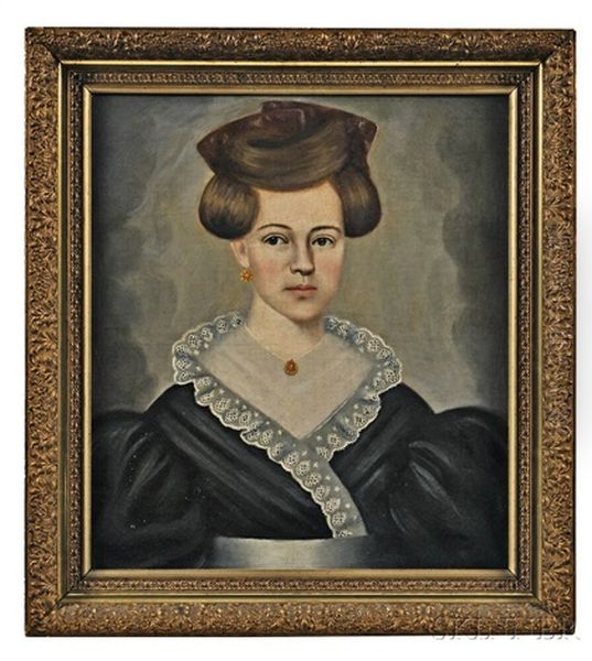 Portrait Of A Young Woman In A Black Lace-trimmed Dress - view 1