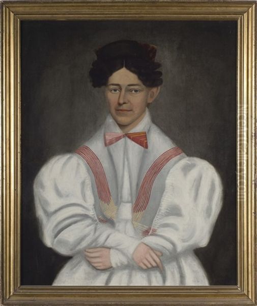 Portrait Of Julie Smith In A White Dress With Red Sash - view 1