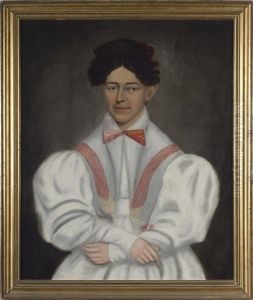 Portrait Of Julie Smith In A White Dress With Red Sash by Erastus Salisbury Field
