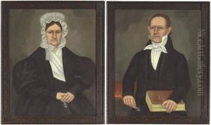 Portraits Of Esther Baker Gillett (+ Portrait Of Jonathan Gillett; Pair) by Erastus Salisbury Field