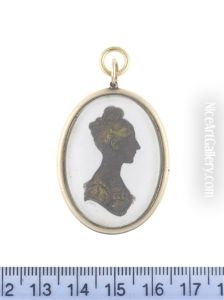 A Bust-length Silhouette Of A Lady, Profile To The Right, Wearing Decollete Dress Edged With Lace, Her Hair Upswept And Piled High On Top Of Her Head (+ A Bust-length Silhouette Of A Gentleman, Profile To The Left; Pair) by John M. Field