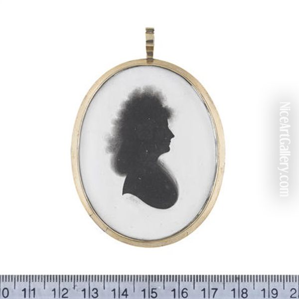 A Lady, Profile To The Right, Wearing Fichu, Her Curled Hair Worn In A Chignon - view 1