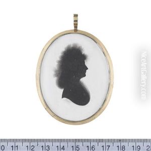 A Lady, Profile To The Right, Wearing Fichu, Her Curled Hair Worn In A Chignon