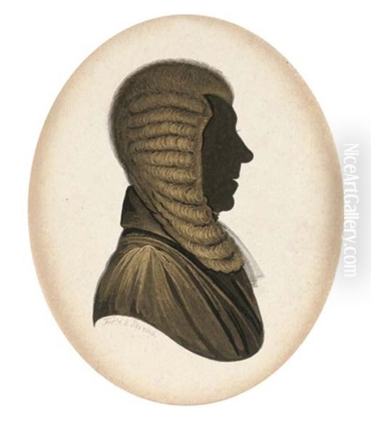 Lord Brougham, In Profile To Right, In Robes And Wearing A Long Curling Wig (+ Mr. Cleaver In Green Coat And White; 2 Works, 1st Heightened With Gold) - view 1