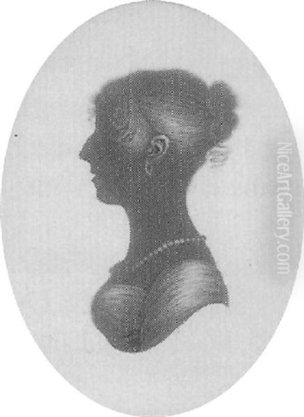 A Young Lady, Profile To The Left, Wearing Low-cut Dress, Beaded Necklace And Matching Earrings - view 1