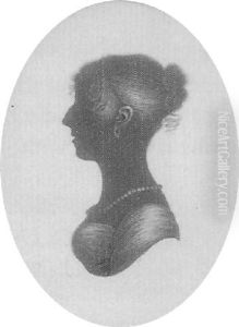 A Young Lady, Profile To The Left, Wearing Low-cut Dress, Beaded Necklace And Matching Earrings by John M. Field