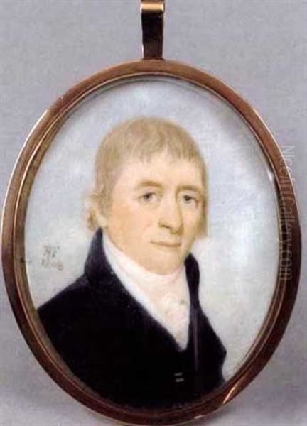Portrait Of Moses Savery In A Dark Blue Coat And White Waistcoat - view 1